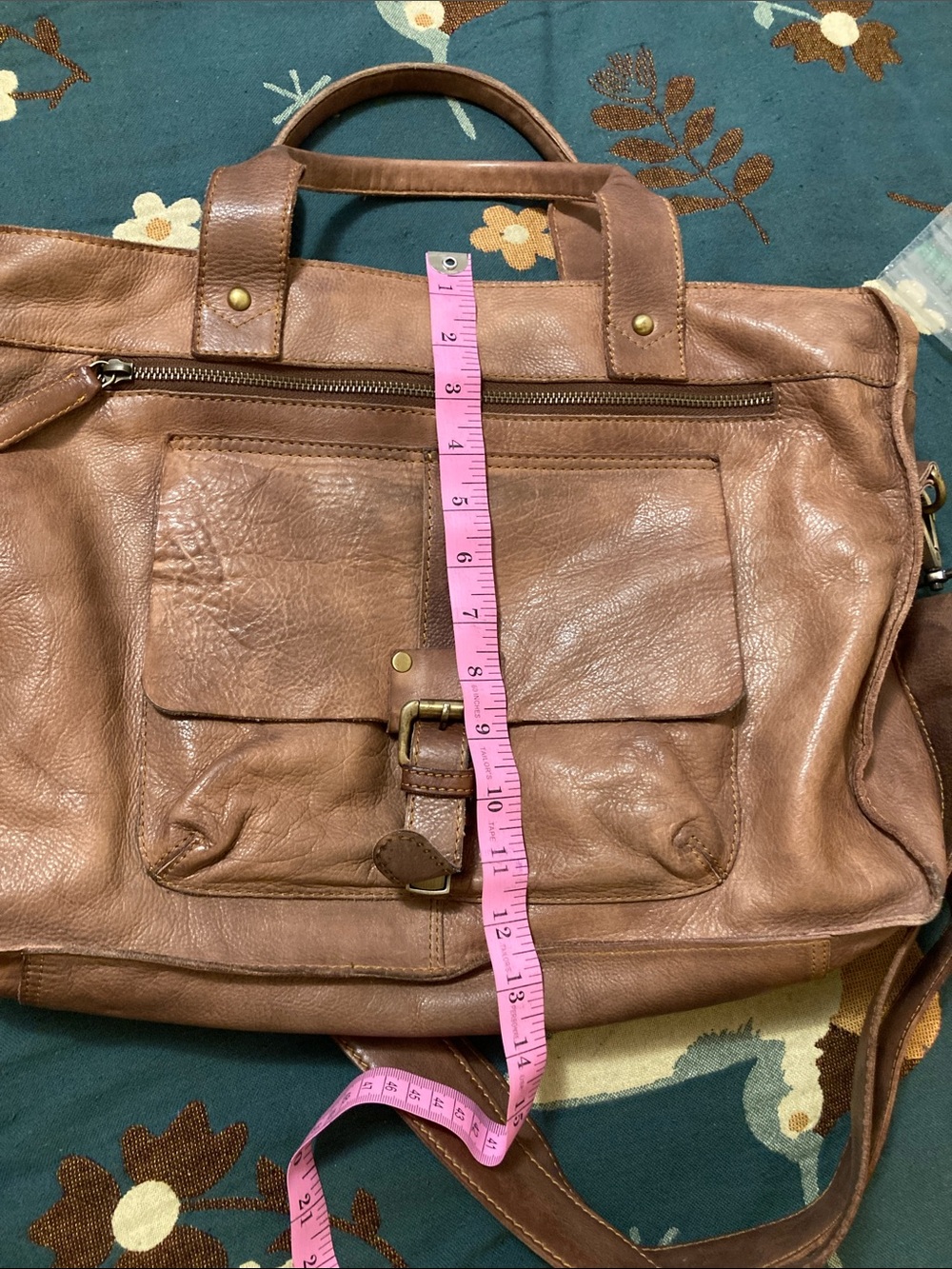 CARBON 2 COBALT distressed leather tote-bag Classic Brown Leather Satchel Bag - Picture 10 of 16